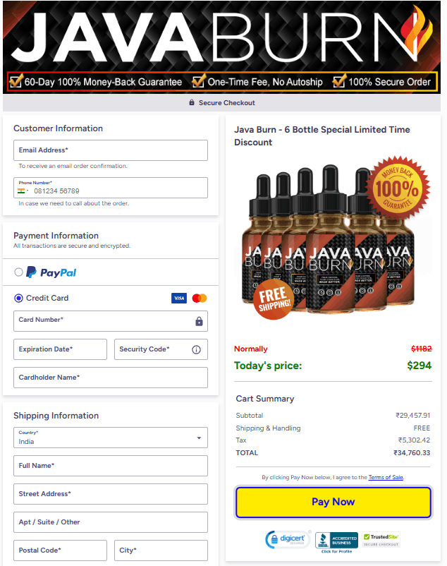 java burn order